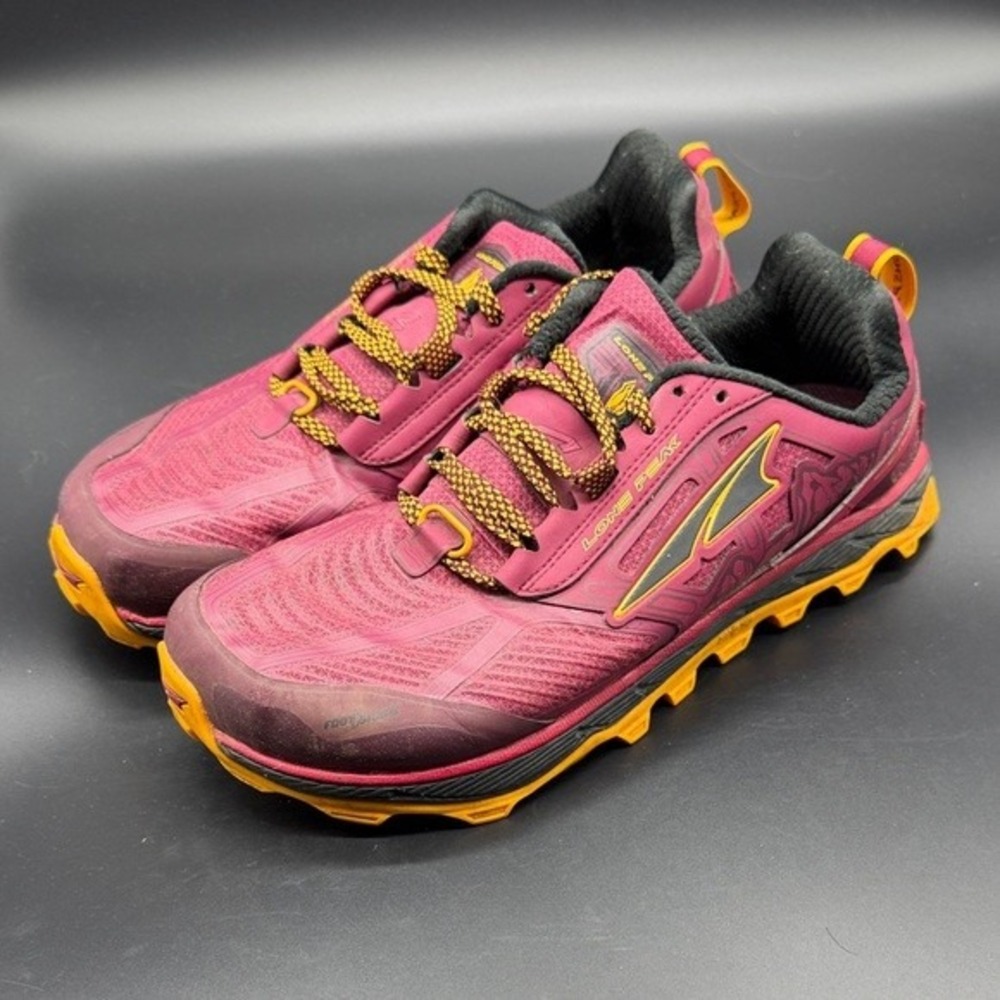 Altra Women's Trail Running Shoes in Berry Pink and Mustard Yellow